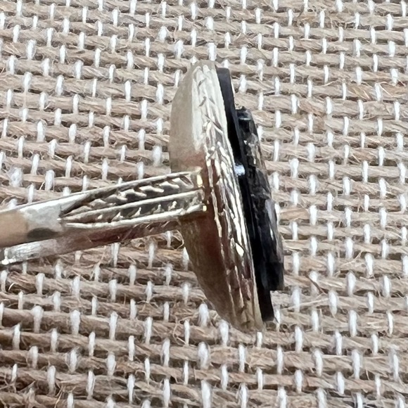 RARE 1923 ART DECO ERA BLACK ONYX RING 14K WHITE GOLD 100 years old - Picture 16 of 16